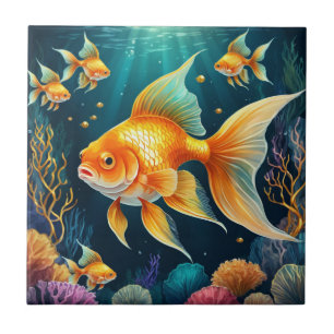 Gold Fish in Underwater Tile