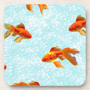 gold fish pattern coaster
