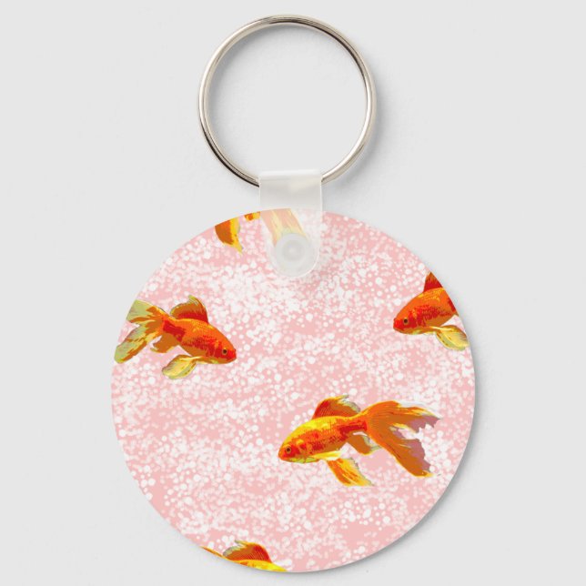 Gold fish pattern pink keychain (Front)