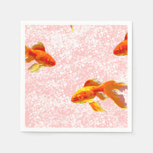 Gold fish pattern pink napkin