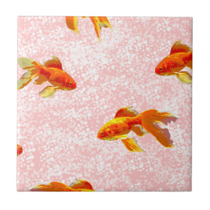 Gold fish pattern pink tile