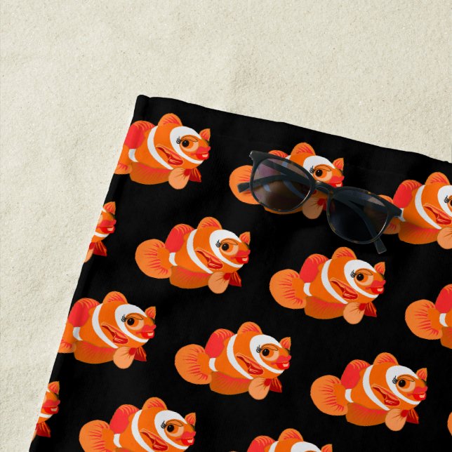 Gold Fishes Beach Towel - Choose Colour (In Situ)