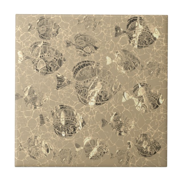 Gold Fishes Ceramic Tile (Front)