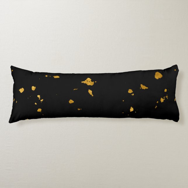 Gold Flakes Black Body Pillow (Front)