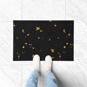 Gold Flakes Black Doormat