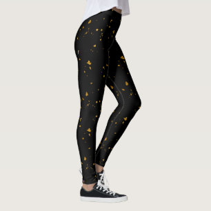 Gold Flakes Black Leggings