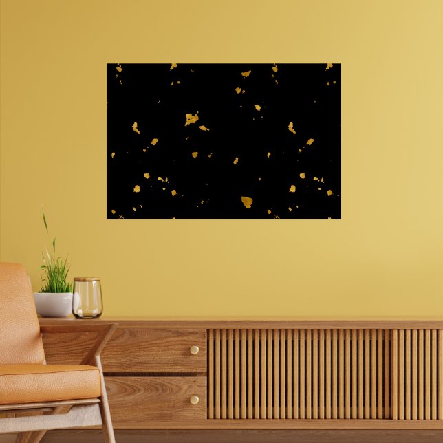 Gold Flakes Black Poster (Living Room 2)