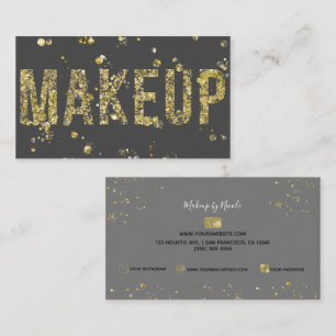 Gold Flakes Glitter Glam Minimal Beauty Makeup Business Card