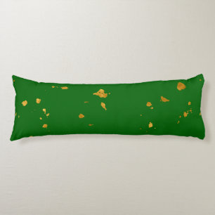 Gold Flakes on Emerald Green Body Pillow