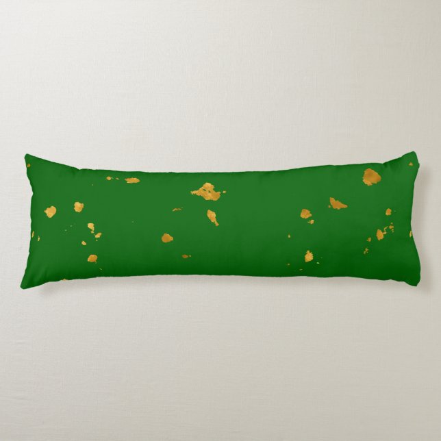 Gold Flakes on Emerald Green Body Pillow (Front)