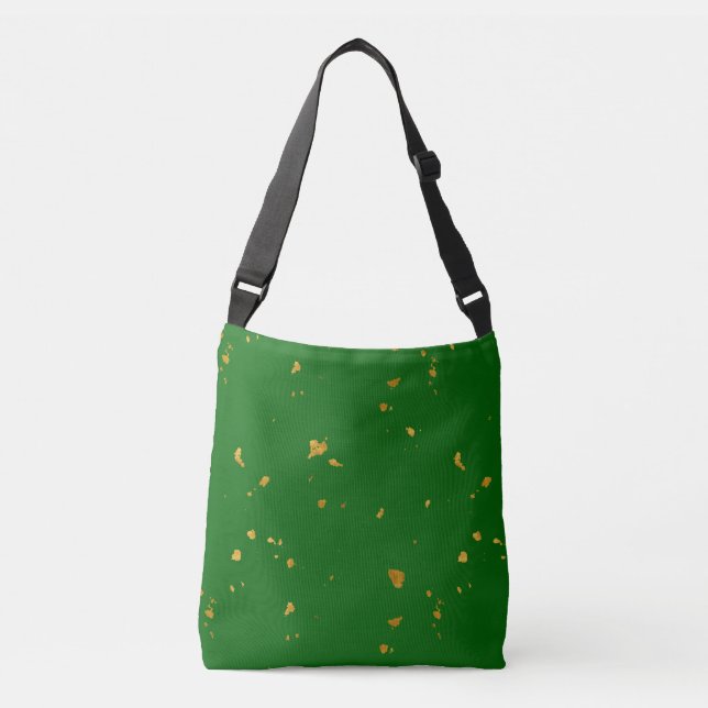 Gold Flakes on Emerald Green Crossbody Bag (Front)