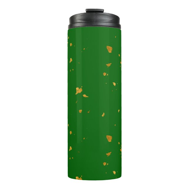 Gold Flakes on Emerald Green Thermal Tumbler (Front)