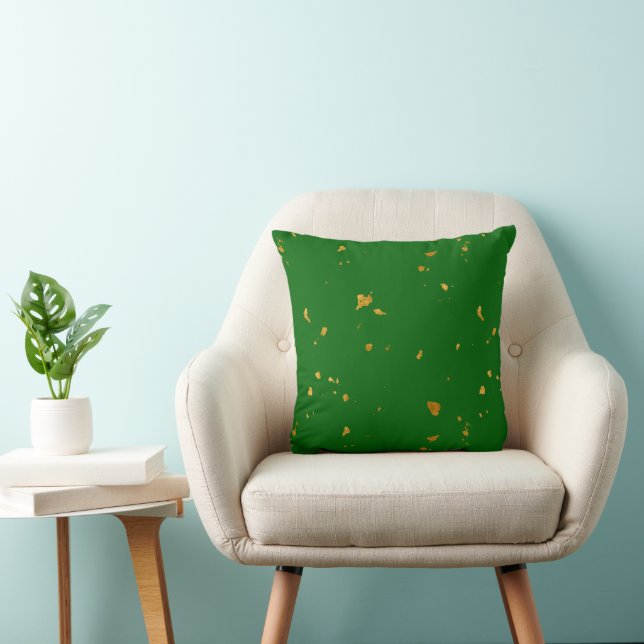 Gold Flakes on Emerald Green Throw Pillow (Chair)