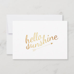Gold Flat Note Card Hello Sunshine