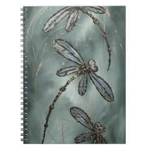 Gold Fleck Dragonflies on Gunmetal Grey  Notebook