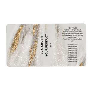 Gold Fleck White Glitter Dropper Bottle Labels