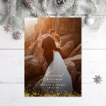 Gold Flecks Married Christmas Photo Foil Holiday Card<br><div class="desc">Gold flecks over full bleed photo with "married christmas" or add more photos and text.</div>