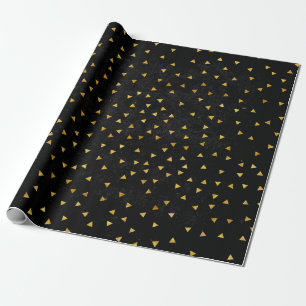 Gold Flecks on Grunge Black Wrapping Paper