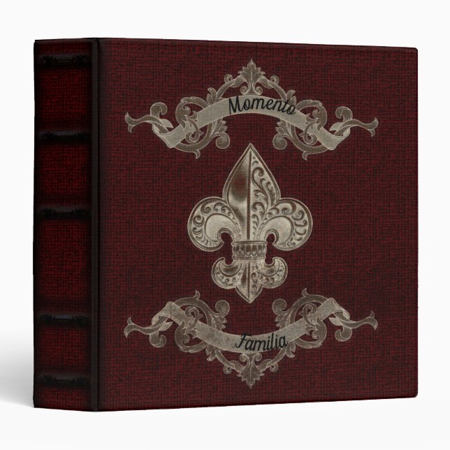 Gold Fleur-de-lis Canvas Look Gothic Photo Album Binder (Front/Spine)