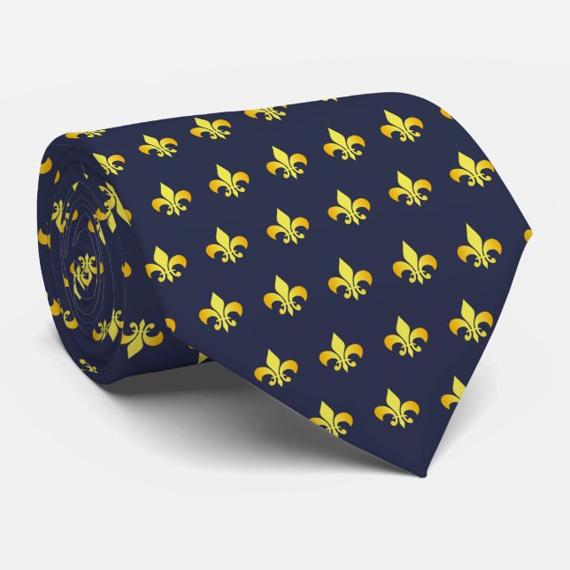 Gold Fleur De Lis - customize background colour Tie (Rolled)
