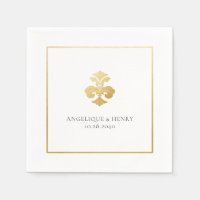 Gold Fleur de Lis Damask Personalized Wedding