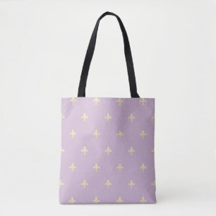 Gold Fleur-de-Lis Dusky Lilac Tote Bag