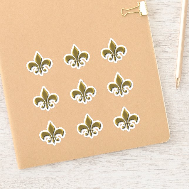 Gold Fleur de Lis Elegant French Sticker (Notebook)