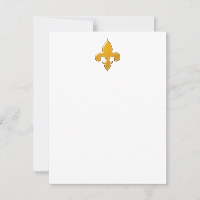 Gold Fleur de Lis Flat Note Cards (Front)