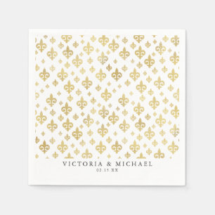 Gold Fleur-de-lis Mardi Gras Personalized Napkin