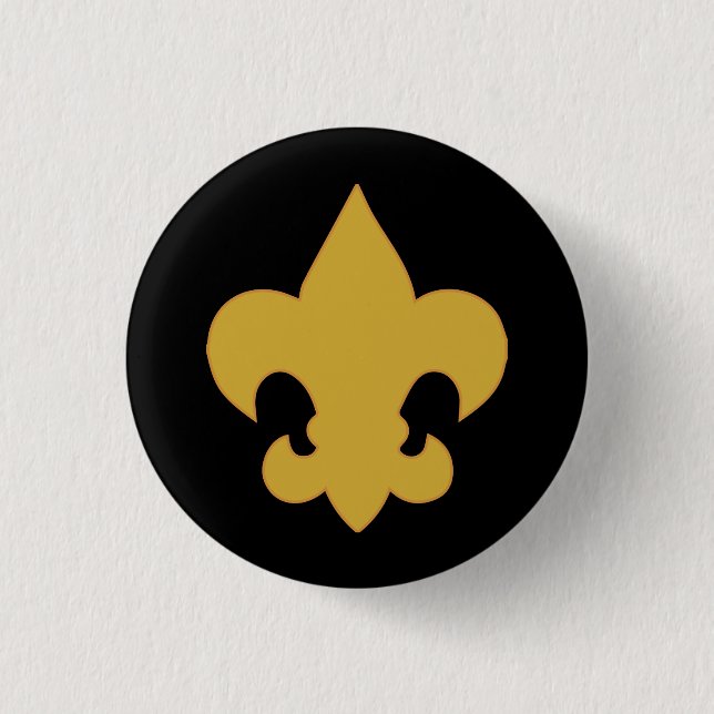 Gold Fleur De Lis on Black 1 Inch Round Button (Front)