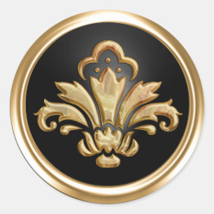 Gold Fleur de Lis on Black  Envelope Seal