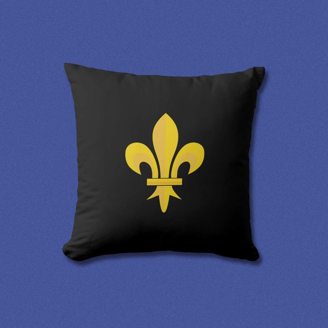 Gold Fleur de Lis on Black Pillow (Gold Fleur de Lis on Black Pillow)