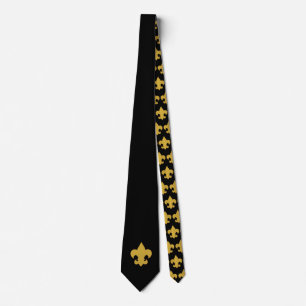Gold Fleur De Lis on Black Tie