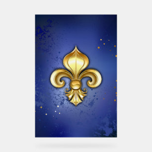 Gold Fleur de Lis on Blue Acrylic Sign