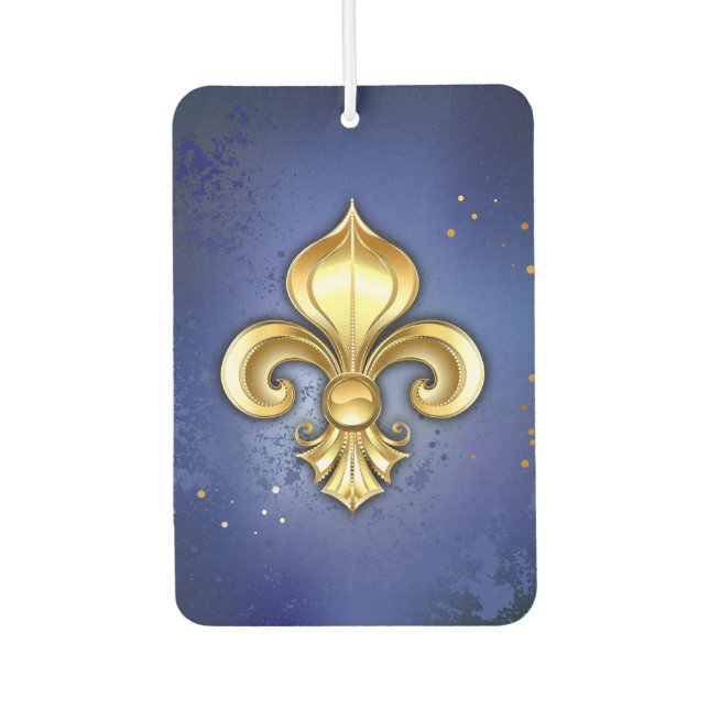 Gold Fleur de Lis on Blue Air Freshener (Front)