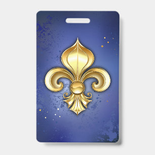 Gold Fleur de Lis on Blue Badge
