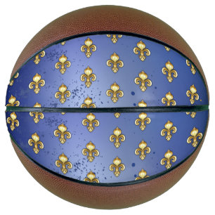 Gold Fleur de Lis on Blue Basketball