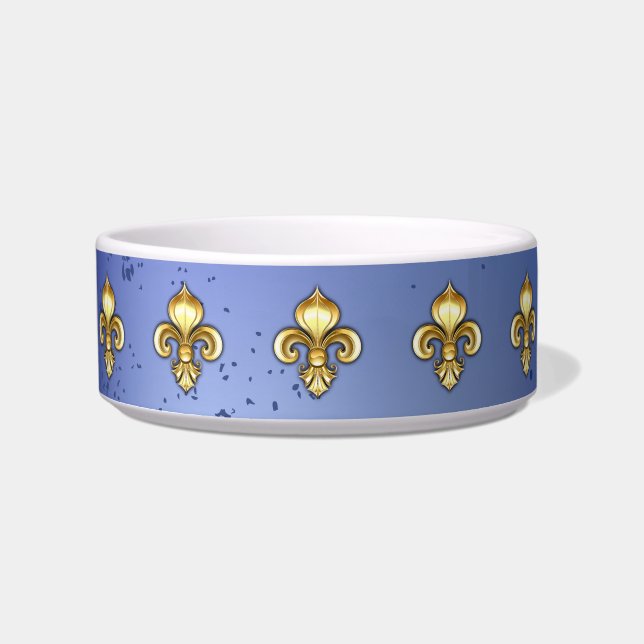 Gold Fleur de Lis on Blue Bowl (Front)