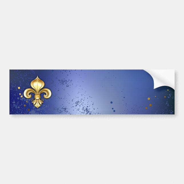 Gold Fleur de Lis on Blue Bumper Sticker (Front)