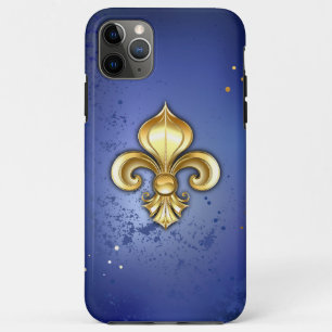 Gold Fleur de Lis on Blue iPhone 11 Pro Max Case