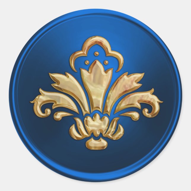 Gold Fleur de Lis on Blue  Envelope Seal (Front)