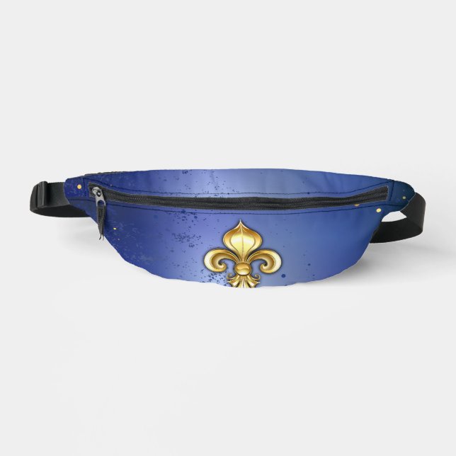 Gold Fleur de Lis on Blue Fanny Pack (Front)