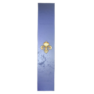 Gold Fleur de Lis on Blue Medium Table Runner