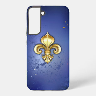 Gold Fleur de Lis on Blue Samsung Galaxy Case
