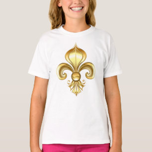 Gold Fleur de Lis on Blue T-Shirt