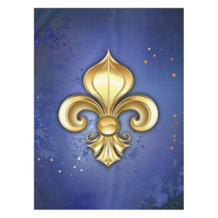 Gold Fleur de Lis on Blue Tablecloth