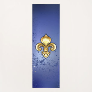 Gold Fleur de Lis on Blue Yoga Mat