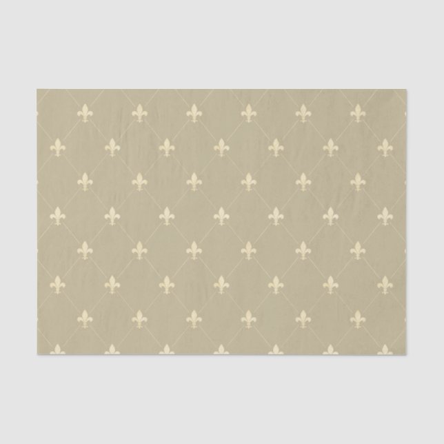 Gold Fleur-de-Lis on Light Brown Tissue Paper (Front)