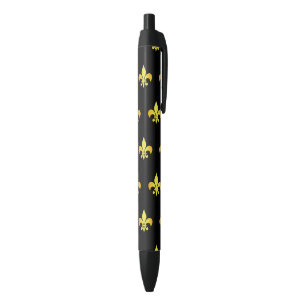 Gold Fleur De Lis pattern Black Ink Pen