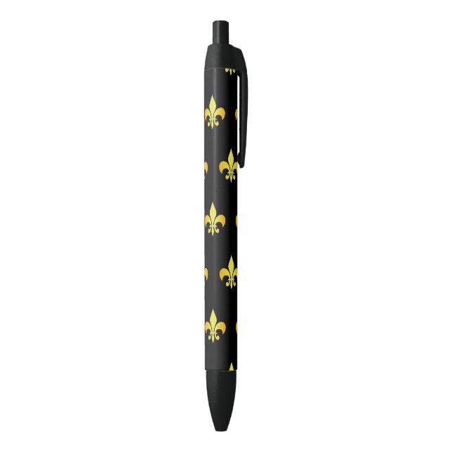 Gold Fleur De Lis pattern Black Ink Pen (Bottom (Vertical))
